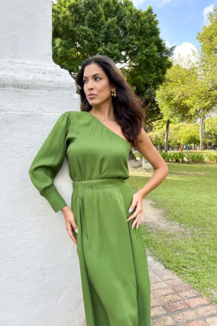 BLUSA UNILATERAL ALANA COM MANGA LONGA E PUNHO