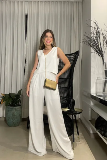 CALÇA PANTALONA JASMIM COM PREGAS