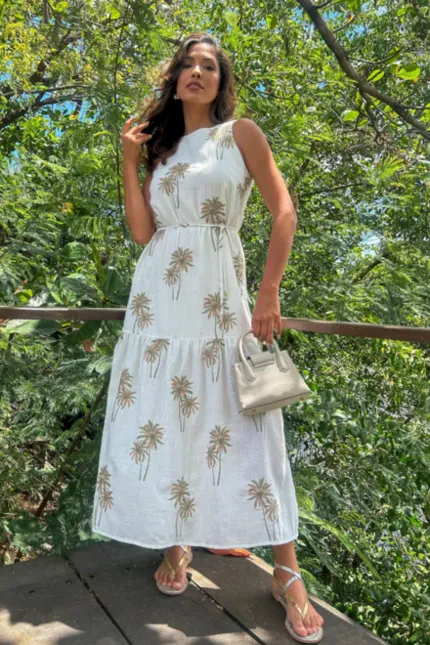 VESTIDO HELENA LONGO REGATA BARRA COM BABADO