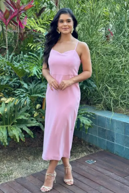 VESTIDO DUDA DE ALÇA E COM FENDA COSTAS