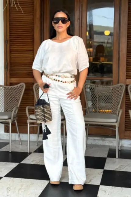 BLUSA LIANA COM MANGA EM LINHO PURO
