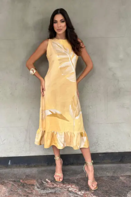 VESTIDO REGATA NÚBIA COM BABADO BARRA